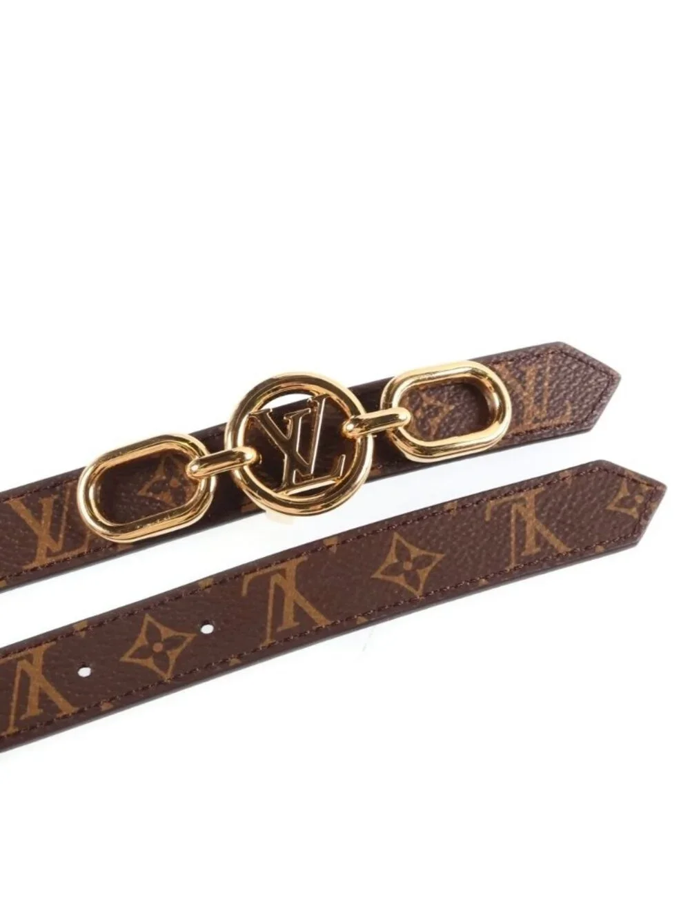 Louis Vuitton Belt LV Circle Prime 20 Reversible Leather Brown Black 75/30 Gold